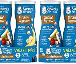Gerber Baby Snacks Puffs Variety Pack, Banana & Strawberry Apple, 1.48 Ounce - 2 count of four packs, Package may vary