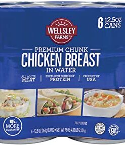 Wellsley Farms White Premium Chunk Chicken Breast in Water, 12.5 Ounce, 6 Count