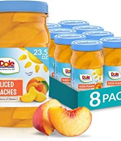 Dole Yellow Cling Sliced Peaches in 100% Fruit Juice, 23.5 Oz Resealable Jars, 8 Count