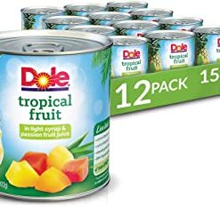 Dole Canned Tropical Fruit in Light Syrup & Passionfruit Juice, Pineapple & Papaya, 15.25 Oz, 12 Count
