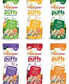 Happy Baby Organics Superfood Puffs, Variety Pack, 2.1 Ounce, Pack of 6 (Flavors may Vary)