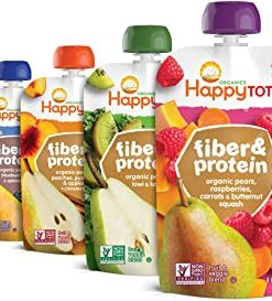 Happy Tot Organics Stage 4 Fiber & Protein 4 Flavor Variety Pack (Pack of 16)