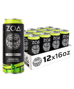 ZOA Zero Sugar Healthy, Positive Energy Drink, Lemon Lime, 16 fl. oz. (12 Pack) - Supports Immunity, Focus, Hydration, Body & Energy - 160mg Natural Caffeine - 100% DV Vitamins C, B6 & B12
