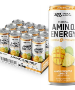 Optimum Nutrition Amino Energy Drink + Electrolytes for Hydration - Sugar Free, Amino Acids, BCAA, Keto Friendly, Sparkling Drink - Mango Pineapple Limeade, Pack of 12 (Packaging May Vary)