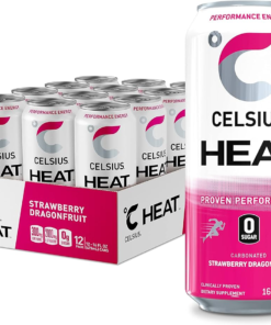 CELSIUS HEAT Strawberry Dragonfruit Performance Energy Drink, Zero Sugar, 16oz. Can (Pack of 12)