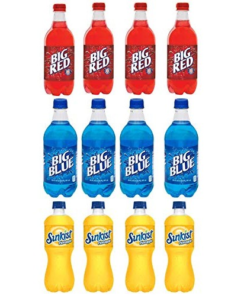 LUV BOX-Variety Soft Drinks Pack , 20 oz , Pack of 12, Big Red , SUNKIST PINEAPPLE , Big Blue