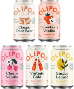 OLIPOP - The Sampler, 6-Flavor Soda Variety Pack, Healthy Soda, Prebiotic Soft Drinks, Supports Digestive Health & Gut Health, 9g of Dietary Plant Fiber, Low Calorie, Low Sugar, Vegan (12 oz, 12-Pack)