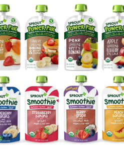 Sprout Organic Baby Food, Stage 4 Toddler Smoothie Pouches, Blueberry Banana & Berry with Coconut Milk Variety Pack, 4 Oz Purees (Pack of 12)
