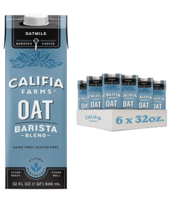 Califia Farms - Oat Milk, Unsweetened Barista Blend, 32 Fl Oz (Pack of 6) | Shelf Stable | Non Dairy Milk | Creamer | Vegan | Plant Based | Gluten-Free | Non-GMO